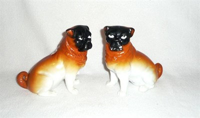 Lot 121 - Pair of German porcelain pugs