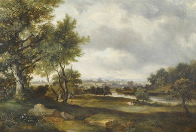 Lot 786 - Circle of Thomas Churchyard (1798-1865) Summer Landscape with Cattle and Sheep beside a River...