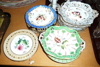 Lot 130 - Assorted floral decorated Victorian dessert plates and dishes (22)