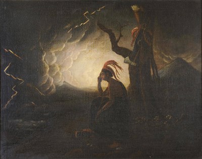 Lot 788 - After Joseph Wright of Derby The widow of an Indian chief watching the arms of her deceased husband