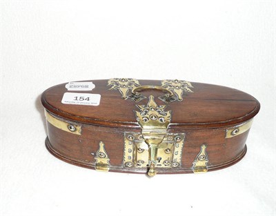 Lot 154 - 18th century oval hinged box with brass mounts