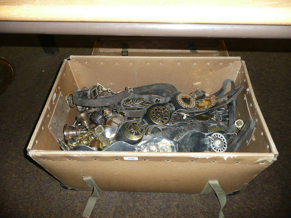Lot 158 - One box of horse brass and leather horse brasses