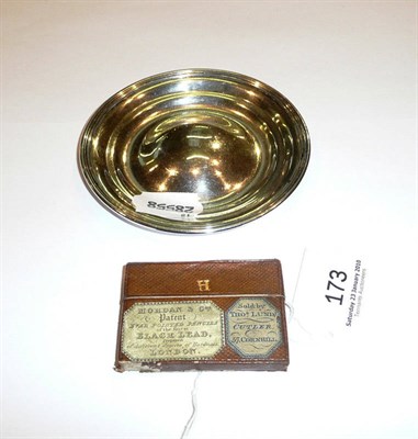 Lot 173 - Cased set of black lead by Morden & Co and a silver dish