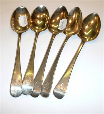 Lot 178 - Five silver Old English pattern tablespoons