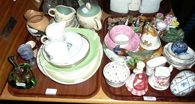 Lot 216 - Two trays of ceramics and glass including Doulton figure 'Valerie', Susie Cooper teawares, wade...