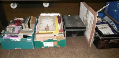 Lot 257 - Books, silver photograph frame, watercolour of windmills, glass decanter, two tin boxes and linen