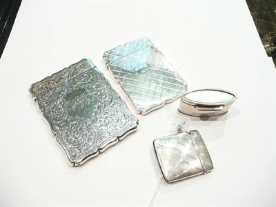 Lot 270 - Silver vesta, two silver card cases and a silver gaming token box