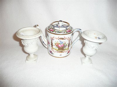 Lot 286 - Paris porcelain teapot and two Sevres urns