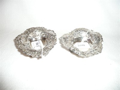 Lot 290 - Pair of heart shaped silver pedestal dishes