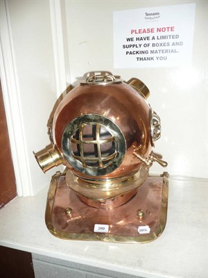 Lot 299 - Reproduction brass and copper diver's helmet