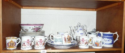 Lot 303 - A shelf of Victorian ceramics and commemorative wares