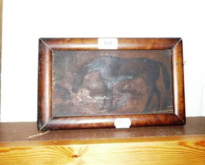 Lot 324 - Naive school oil, horse on panel