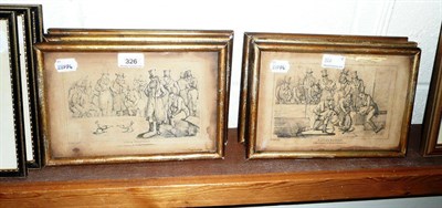 Lot 326 - Set of six hunting prints of cock fighting, bear baiting etc