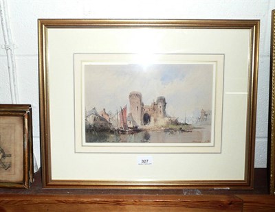 Lot 327 - Paul Marny (1829-1914) French Harbour Scene with a Fortified Tower in the Foreground Signed "Marny"