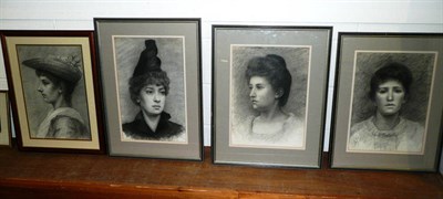 Lot 330 - Four framed pencil portraits, and one loose, Vaughan Price (sister-in-law of Andrew Carnegie)