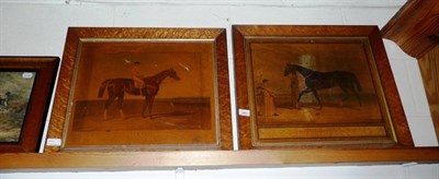 Lot 333 - Pair of prints, 'The Queen of Trumps' and 'Our Nell' in birds eye maple frames