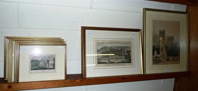 Lot 337 - A quantity of framed prints, including book plates of Jervaulx, York, Byland Abbey etc and a...