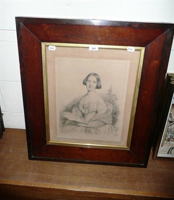 Lot 340 - Victorian print of a young lady reading, in a rosewood frame