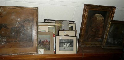 Lot 344 - Four various horse racing prints and a quantity of other pictures and prints