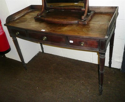 Lot 363 - Pair of 19th century mahogany three drawer side tables with raised backs