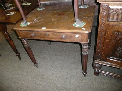 Lot 384 - 19th century mahogany single drawer side table