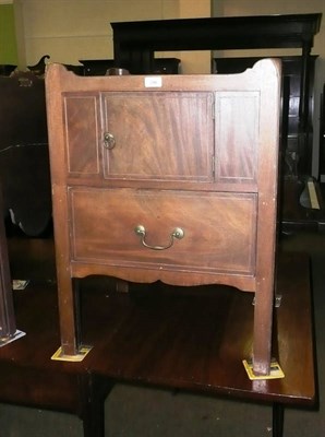 Lot 398 - Georgian mahogany inlaid pot cupboard