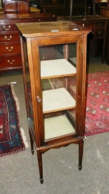 Lot 407 - Edwardian inlaid mahogany glazed free standing display cabinet