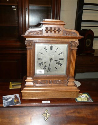 Lot 412 - 19th century walnut chiming clock with silver dial