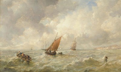 Lot 815 - Attributed to Alfred Vickers (1786-1868) Fishing Boats off a Coastline Indistinctly inscribed...