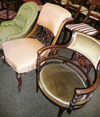 Lot 428 - Edwardian inlaid mahogany tub chair and a Victorian mahogany nursing chair