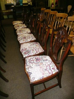 Lot 431 - Set of six mahogany shield back dining chairs