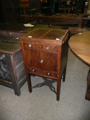 Lot 445 - 19th century crossbanded mahogany washstand