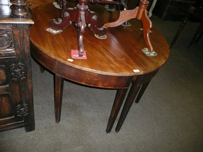 Lot 460 - Pair of George III mahogany demi-lune side tables