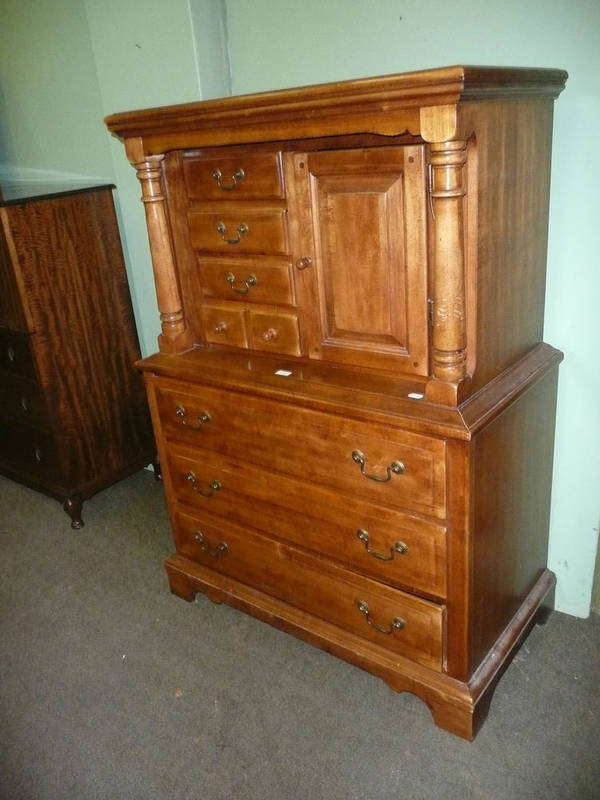 Lot 470 - Homespun maple chest on chest