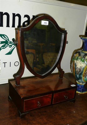 Lot 489 - An inlaid mahogany dressing table mirror with drawer and an inlaid oval tray (2)