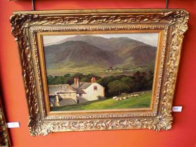 Lot 826 - John Henry Sorby (1854-1937) Farm in the Lake District Signed, oil on canvas, 30.5cm by 38.5cm