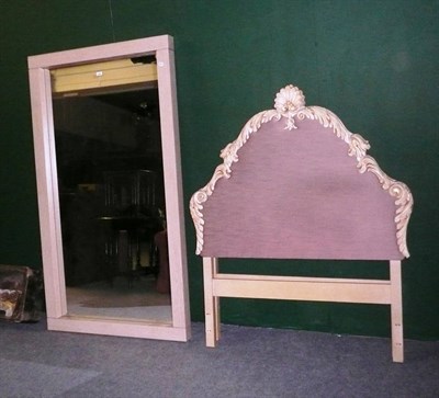 Lot 544 - Pair of cream and gilt headboards and large floor mirror