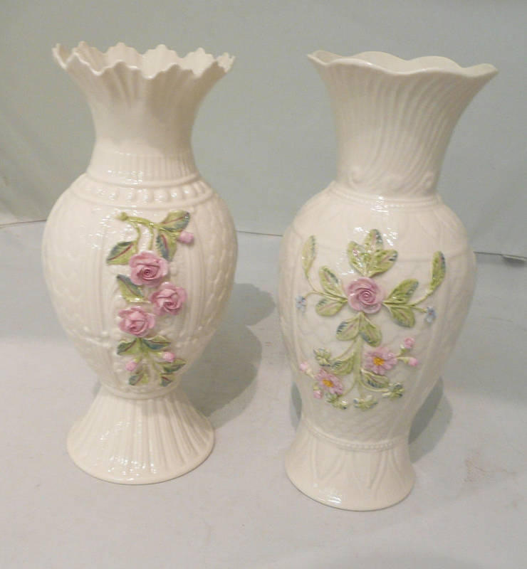 Lot 4 A Belleek flowerencrusted vase commemorating