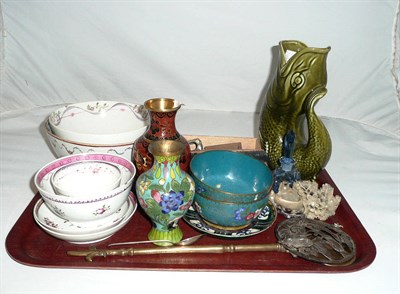 Lot 7 - Tray of assorted metal ware and ceramics