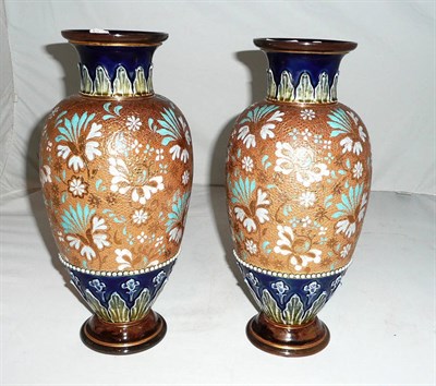 Lot 33 - A pair of Doulton stoneware vases