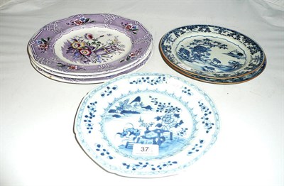 Lot 37 - Four Chinese blue and white plates and three Ironstone plates