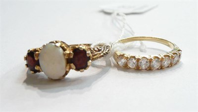 Lot 72 - A 14ct gold diamond-set ring and a 9ct gold opal-set ring