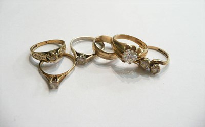 Lot 86 - Six various 9ct gold rings set with cubic zirconia