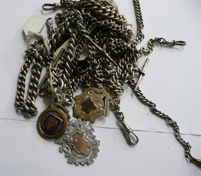 Lot 105 - A large quantity of silver watch chains, 16.5oz