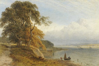 Lot 844 - Henry Dawson (1811-1878) Scene on the Trent, Figures and a Small Boat in the Foreground,...