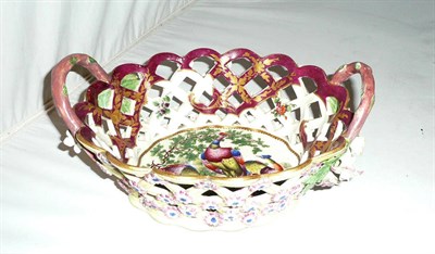 Lot 163 - A two handled Worcester magenta ground basket (a.f.)