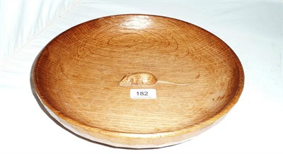 Lot 182 - A Robert 'Mouseman' Thompson oak bowl with carved mouse signature in interior (damaged)