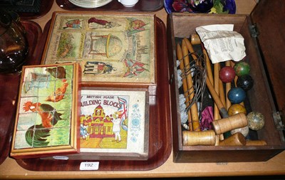 Lot 192 - A Victorian table croquet set and three puzzles and games