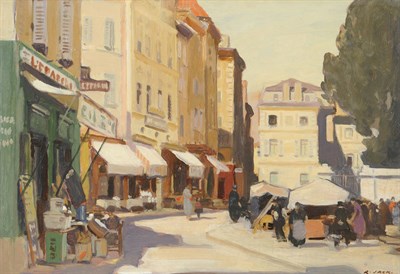 Lot 852 - Richard Jack R.A., R.I., R.P., A.R.C.A.(Lond) (1866-1952) "Market Place, Cahors" Signed,...