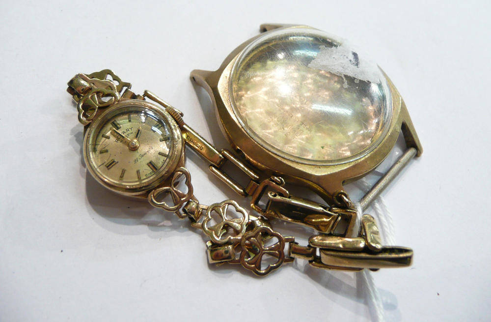 Lot 287 - A ladies 9ct gold Rotary wristwatch and a 9ct gold watch case, 24.4g